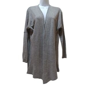 J Crew Merino Wool Cardigan Womens M Heather Gray Open Front Classic Capsule